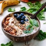 easy vegan recipe ideas spinach and cacao smoothie bowl